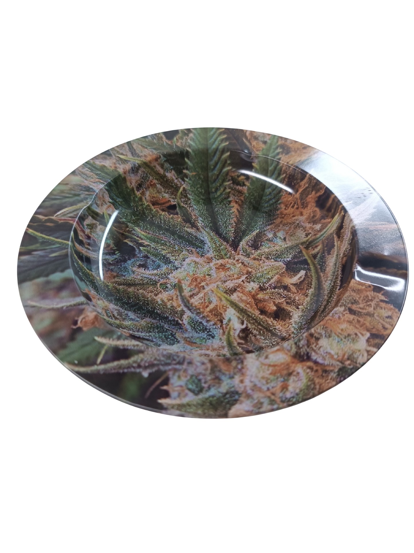 Cendrier Fumeur – Zoom sur Fleur de Cannabis en métal