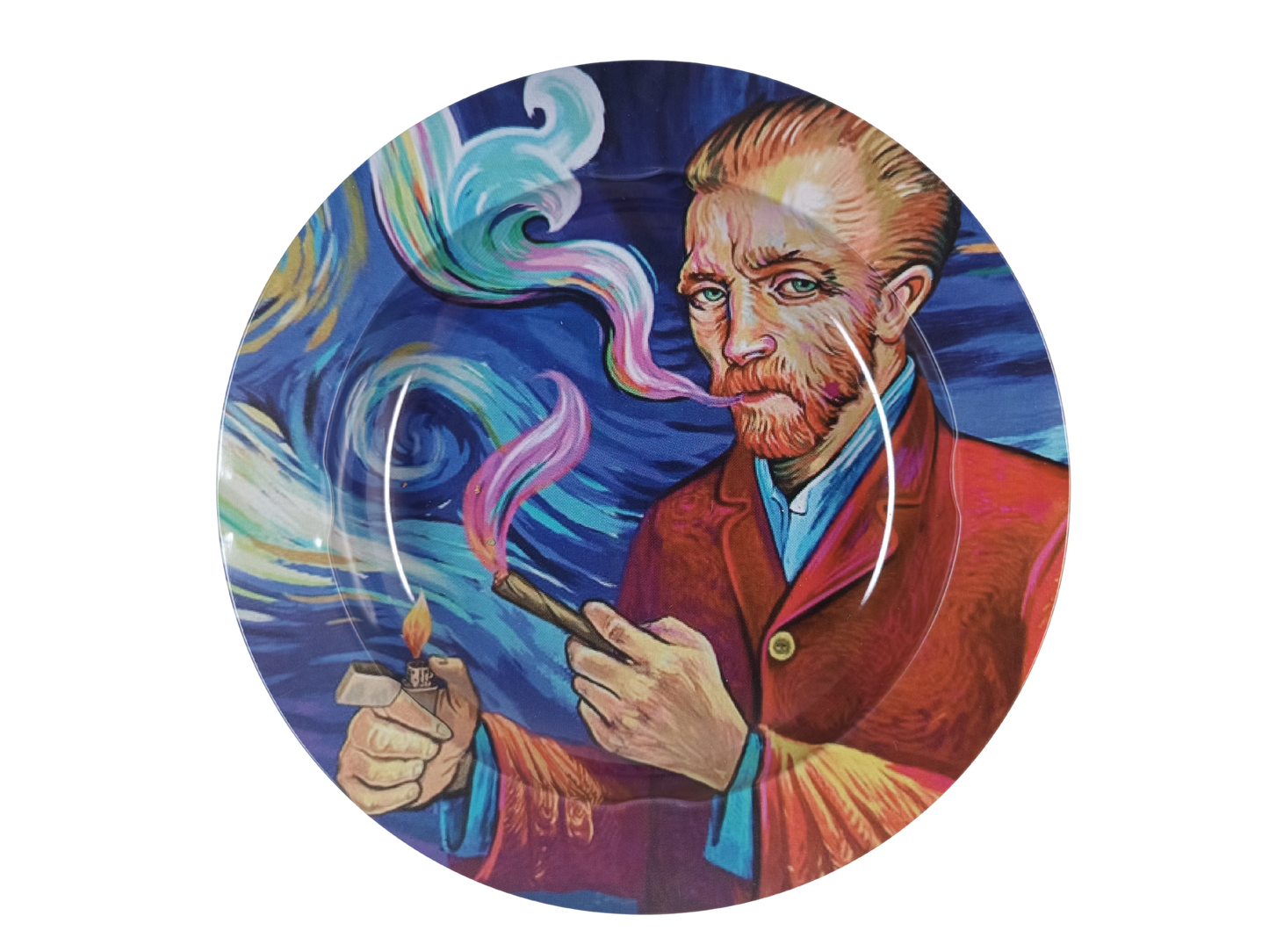 Cendrier Psychédélique art surréaliste Portrait d’un Fumeur en métal