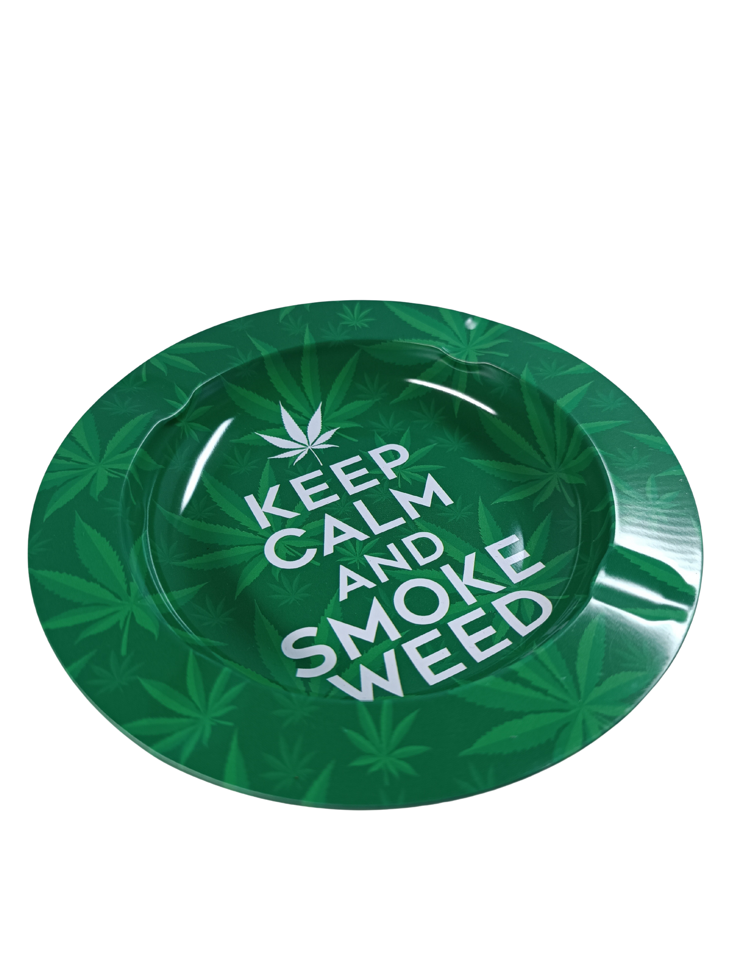 Cendrier vert en métal Keep Calm and Smoke Weed
