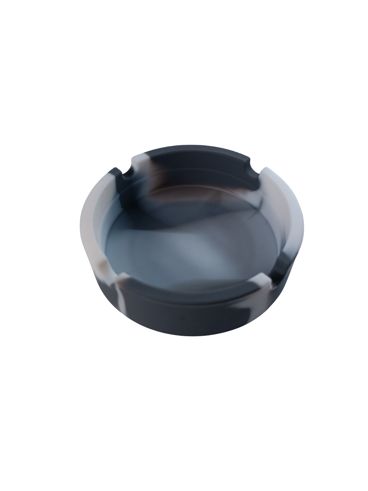 Cendrier rond camouflage gris et blanc en silicone