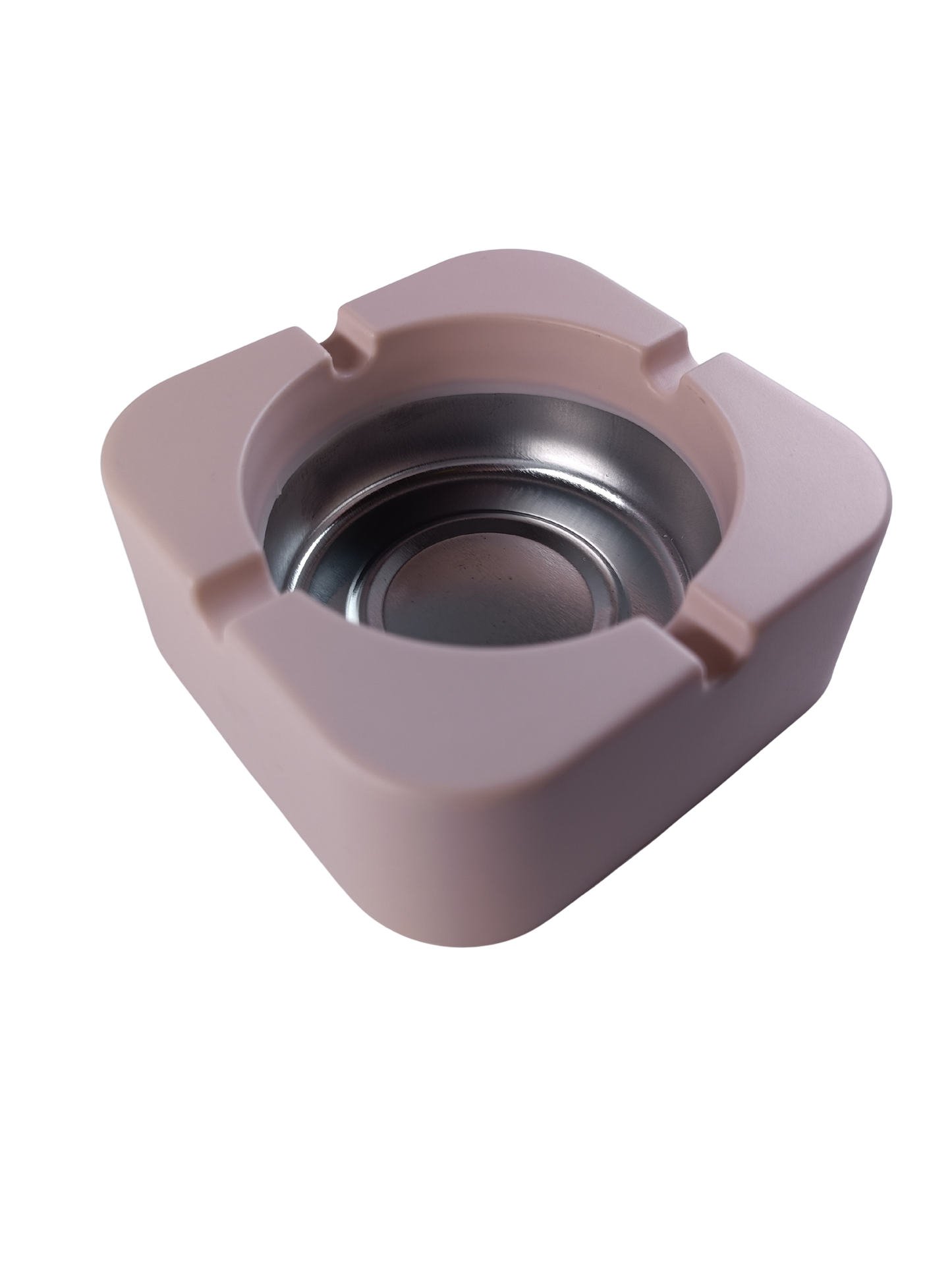 Cendrier Design Carré Rose en Métal et Plastique