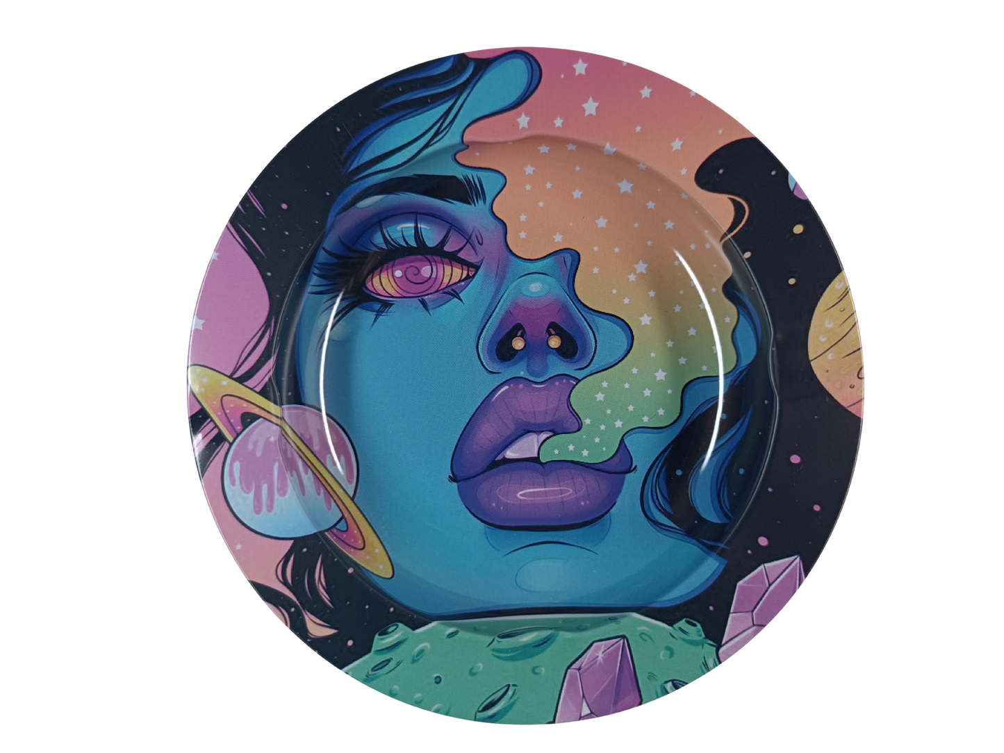 Cendrier Psychédélique Cosmic Stoner Girl en métal