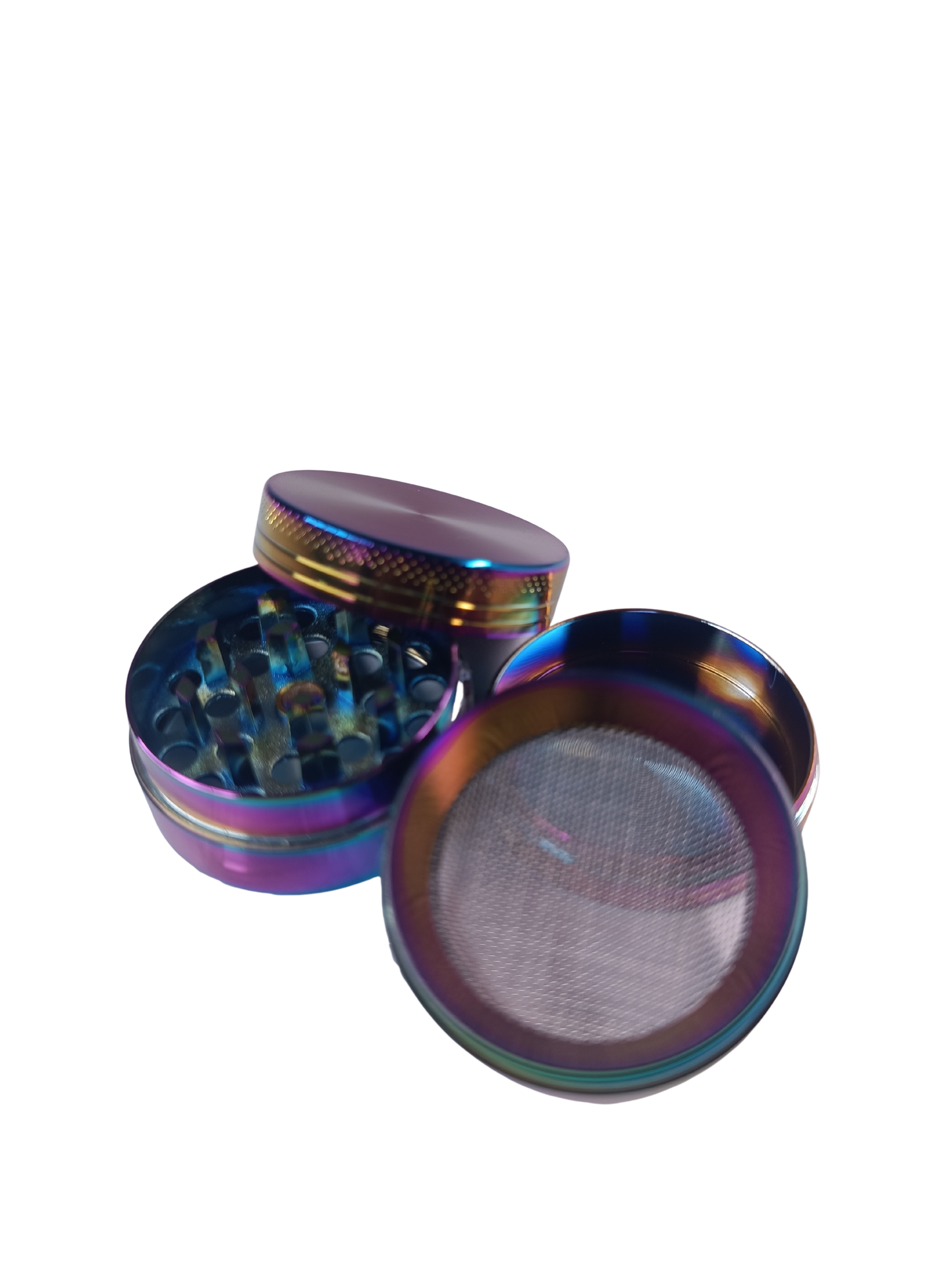 Grinder métal violet arc en ciel 3 parties avec récupérateur de pollen