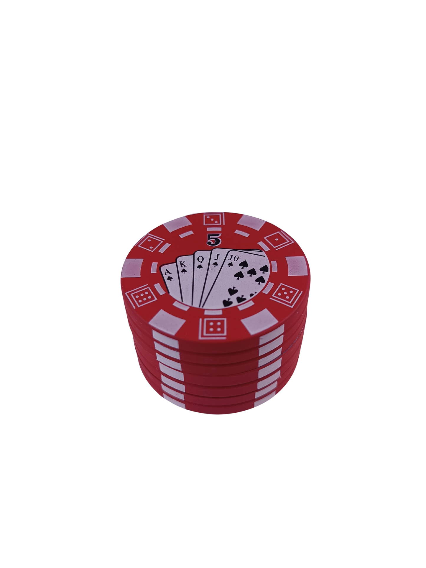 Grinder métal jeton de casino rouge avec récupérateur de pollen