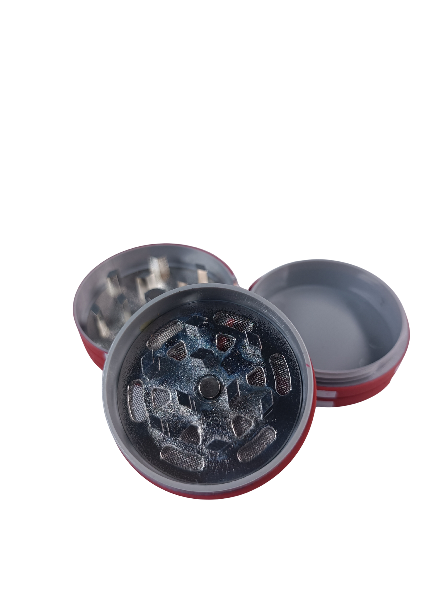 Grinder métal jeton de casino rouge avec récupérateur de pollen