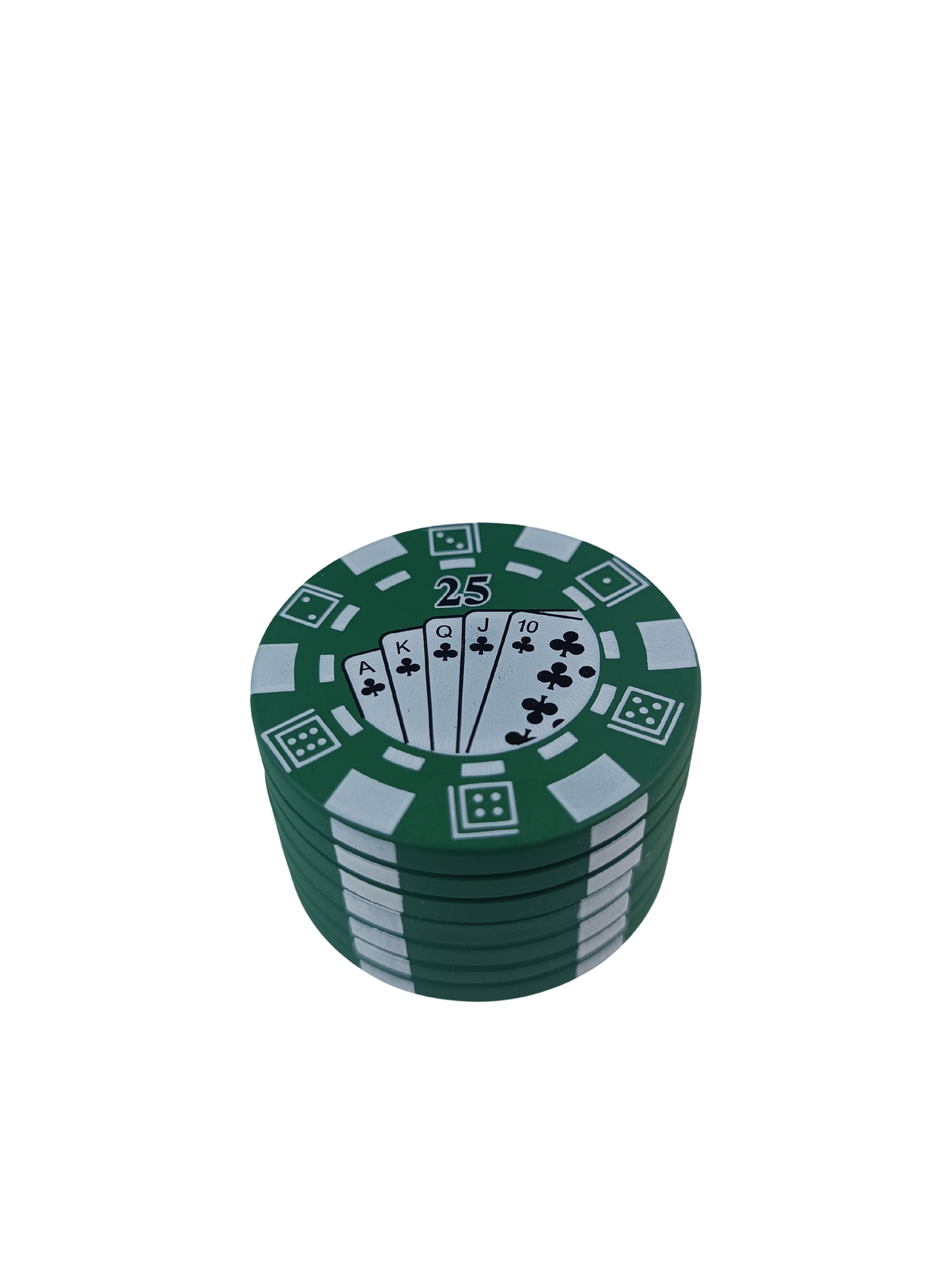 Grinder métal jeton de casino vert avec récupérateur de pollen