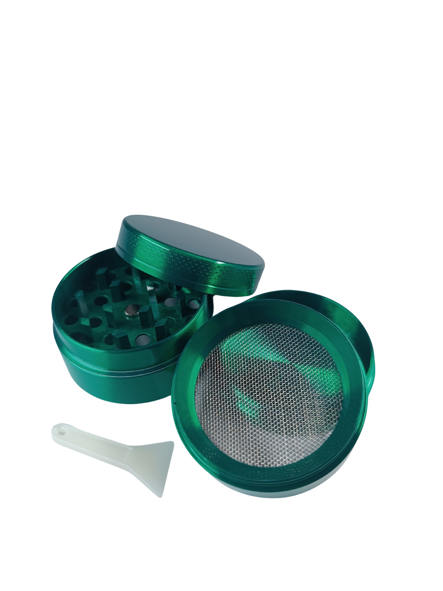 Grinder en métal vert 3 parties avec récupérateur de pollen