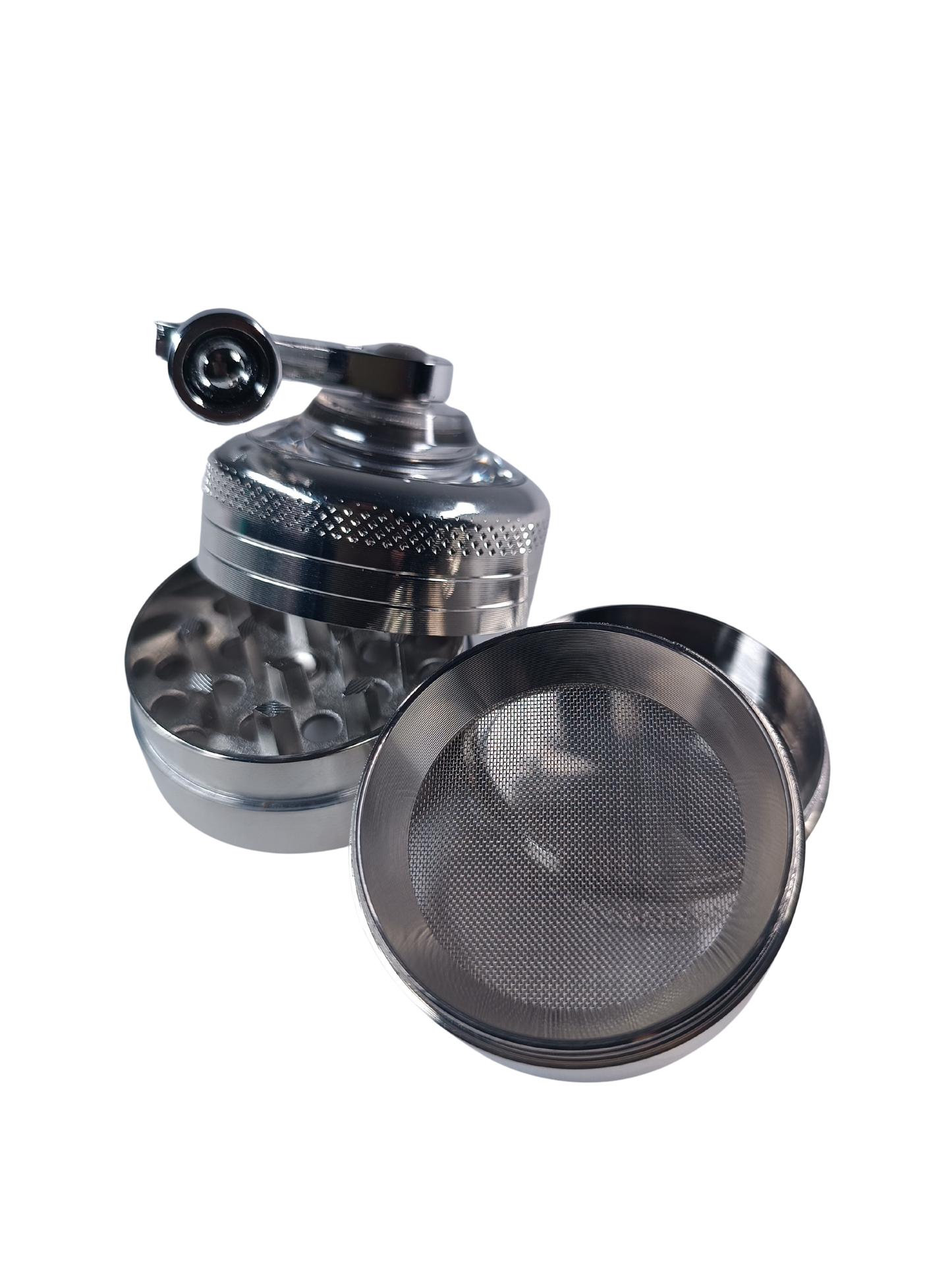 Grinder moulin argenté chrome 3 niveaux avec récupérateur de pollen