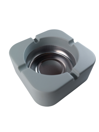 Cendrier Carré Bleu Gris Clair en Métal et Plastique