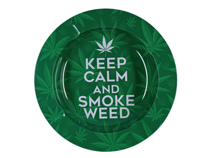 Cendrier vert en métal Keep Calm and Smoke Weed