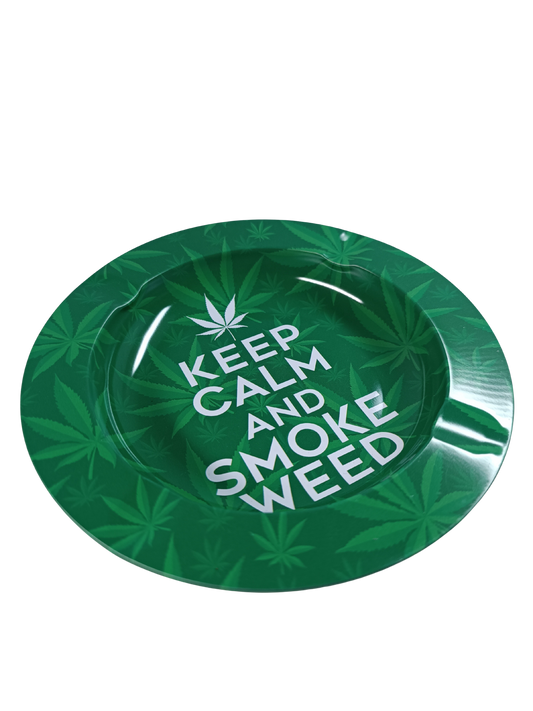 Cendrier vert en métal Keep Calm and Smoke Weed