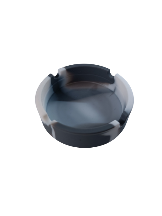 Cendrier rond camouflage gris et blanc en silicone