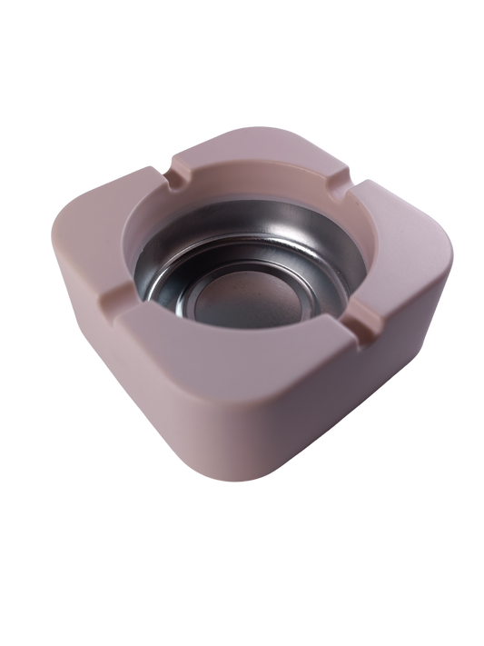 Cendrier Design Carré Rose en Métal et Plastique