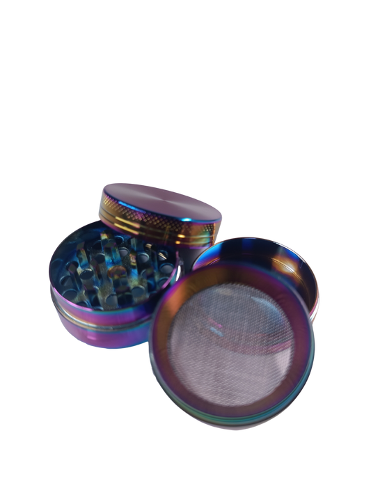 Grinder métal violet arc en ciel 3 parties avec récupérateur de pollen