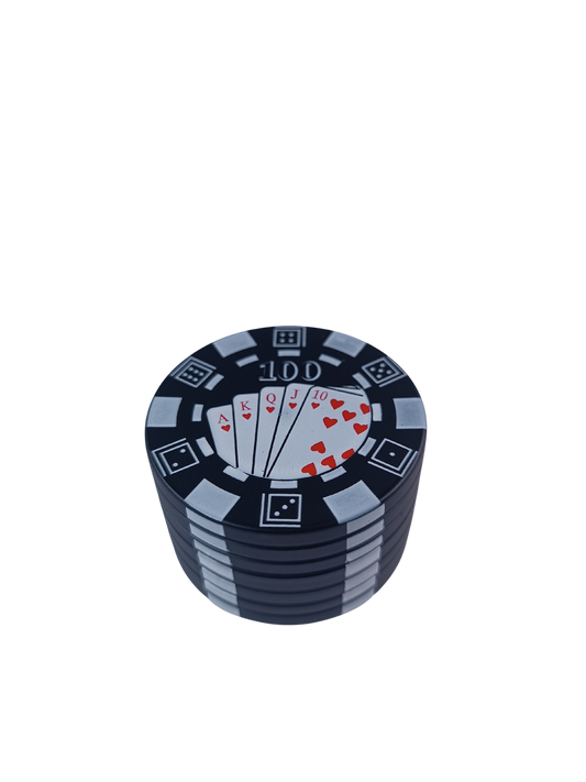 Grinder métal jeton de casino noir avec récupérateur de pollen