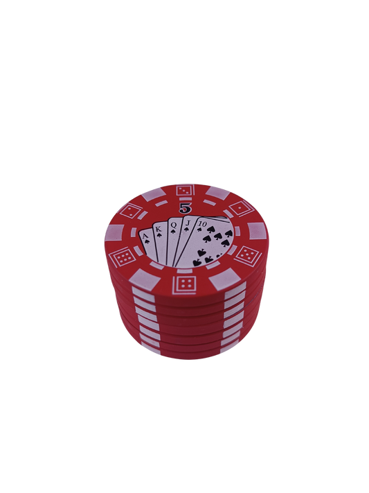 Grinder métal jeton de casino rouge avec récupérateur de pollen