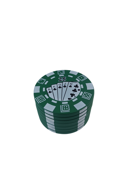 Grinder métal jeton de casino vert avec récupérateur de pollen