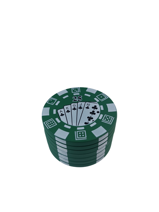 Grinder métal jeton de casino vert avec récupérateur de pollen