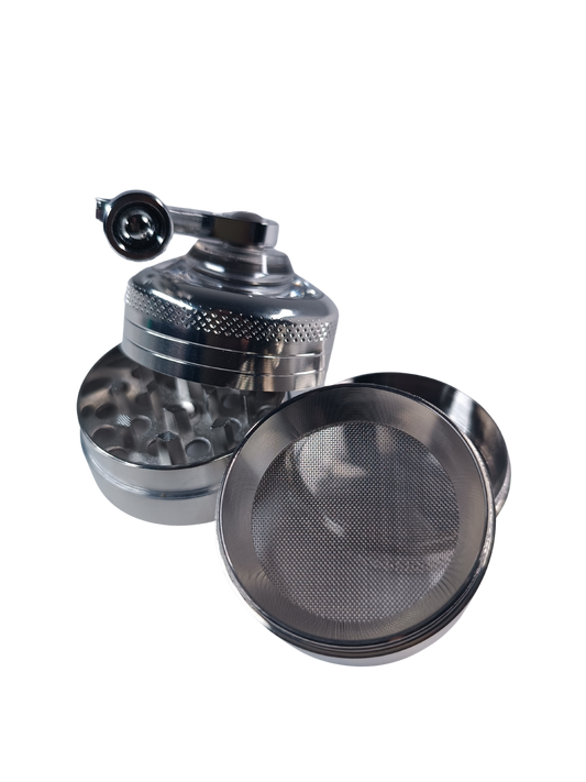 Grinder moulin argenté chrome 3 niveaux avec récupérateur de pollen